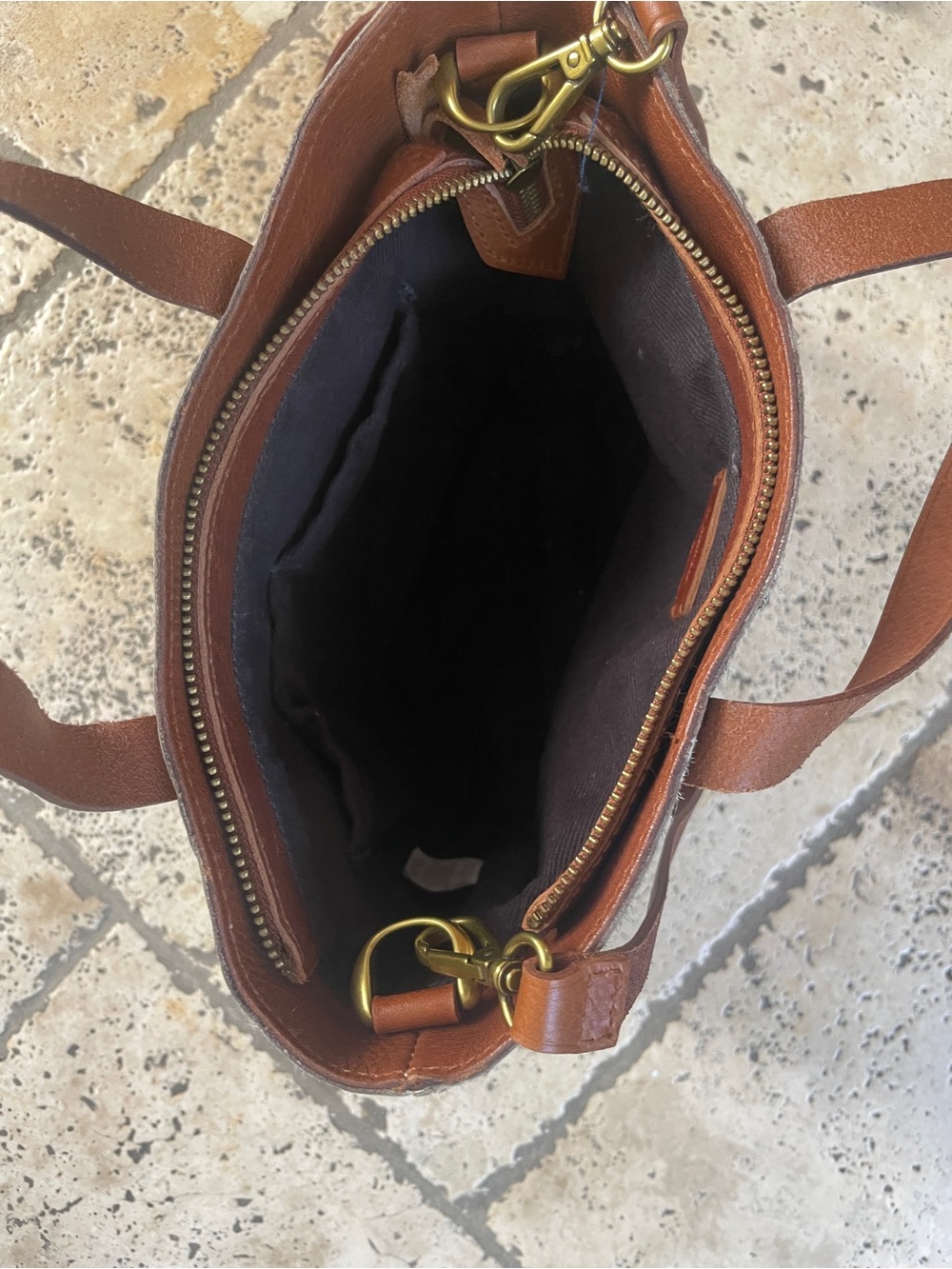 Madewell Speckled Calf Tote with Brown Leather Trim - Picture 10 of 14